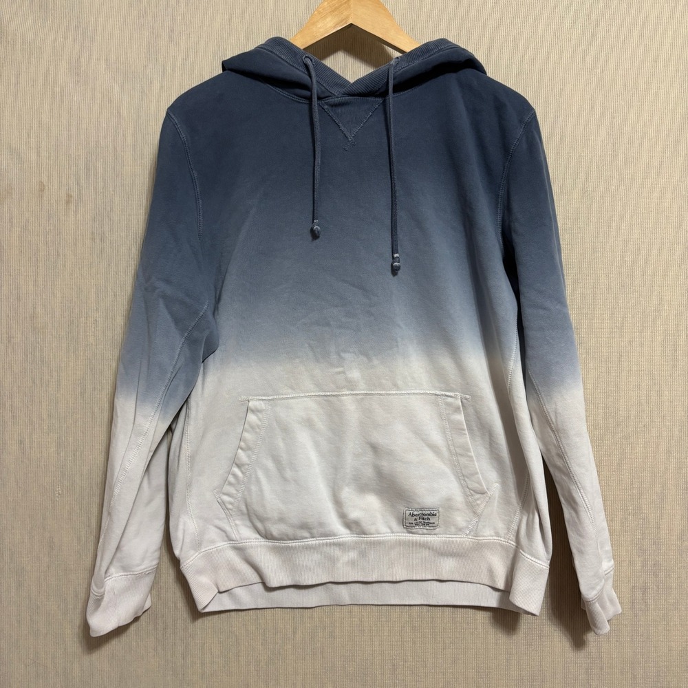 Abercrombie & Fitch Hoodie Blue White Gradient Sweatshirt Casual Skate Large